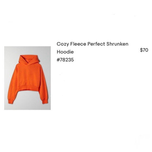 Aritzia TNA Orange Cozy Fleece Perfect Shrunken Hoodie. - Picture 3 of 5